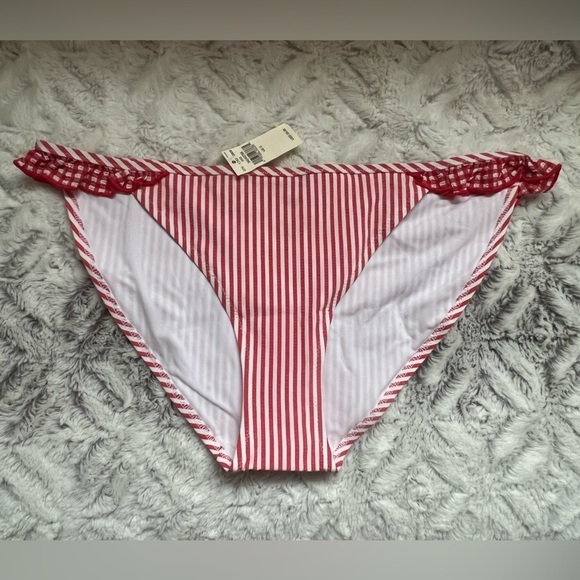 aerie Other - 2/$20 ❤️ NWT aerie Red & White Striped Seersucker Ruffle Bikini Bottom Small